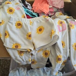 Old Navy White Sunflower Print Kids Matching Set